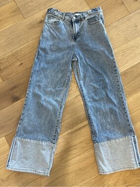 Habitual Two-Tone Wide-Leg Jeans in Light Blue size 26